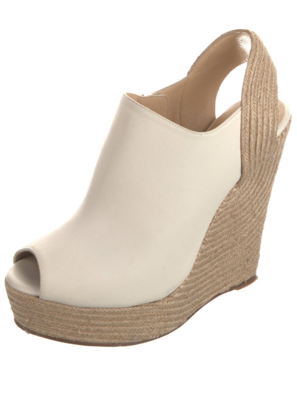 Gucci Womens Cream Peep-Toe Wedge Sandals
